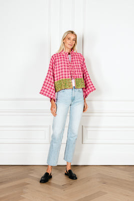 Raspberry Beaded Tweed Cropped Jacket | La Vie Style House