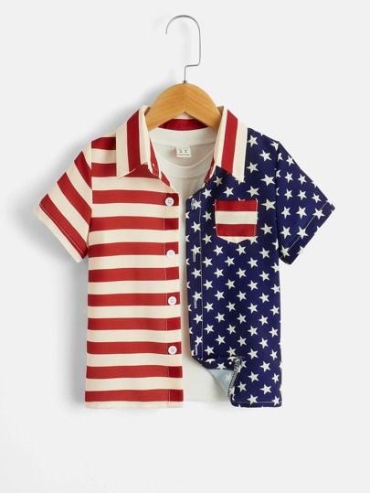 Toddler Boys Americana Print Shirt Without Tee | SHEIN