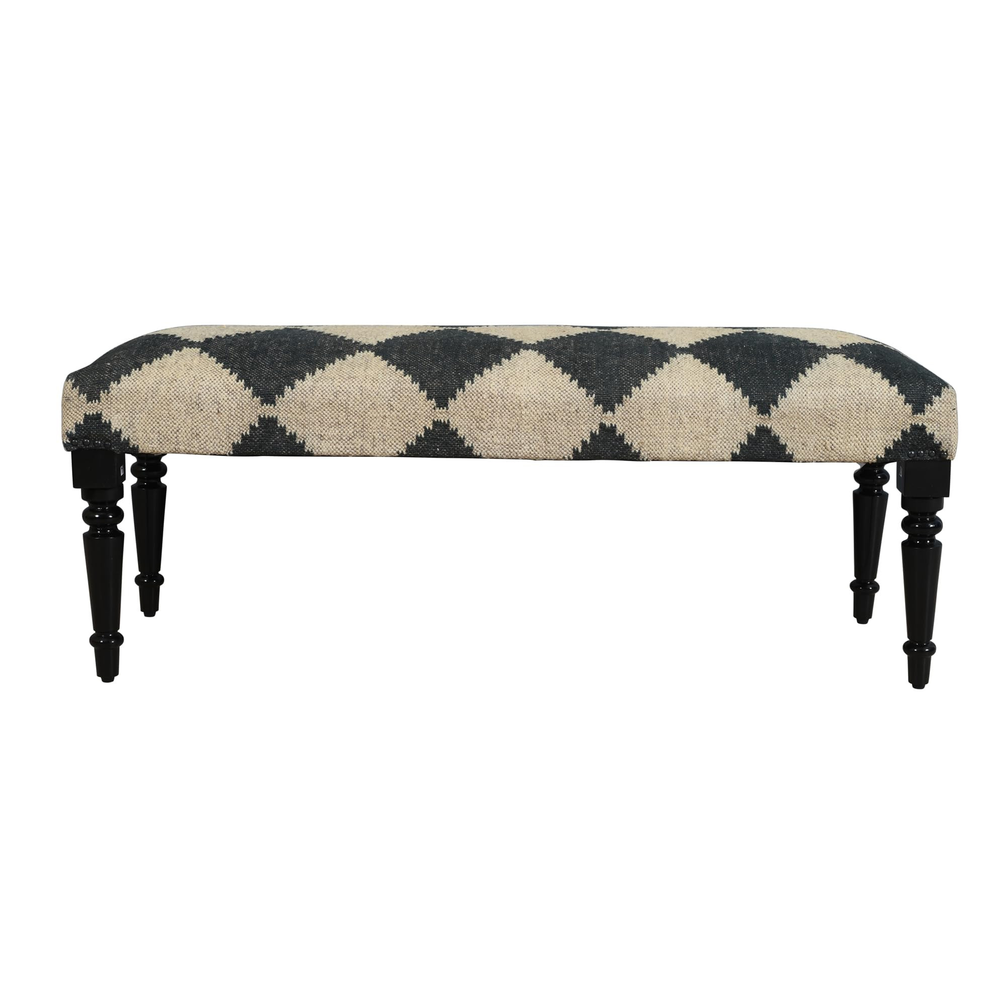 LR Home Alexei Tan/Black Upholstered Bench for Bedroom End of Bed | Farmhouse Checkered Accent Be... | Amazon (US)