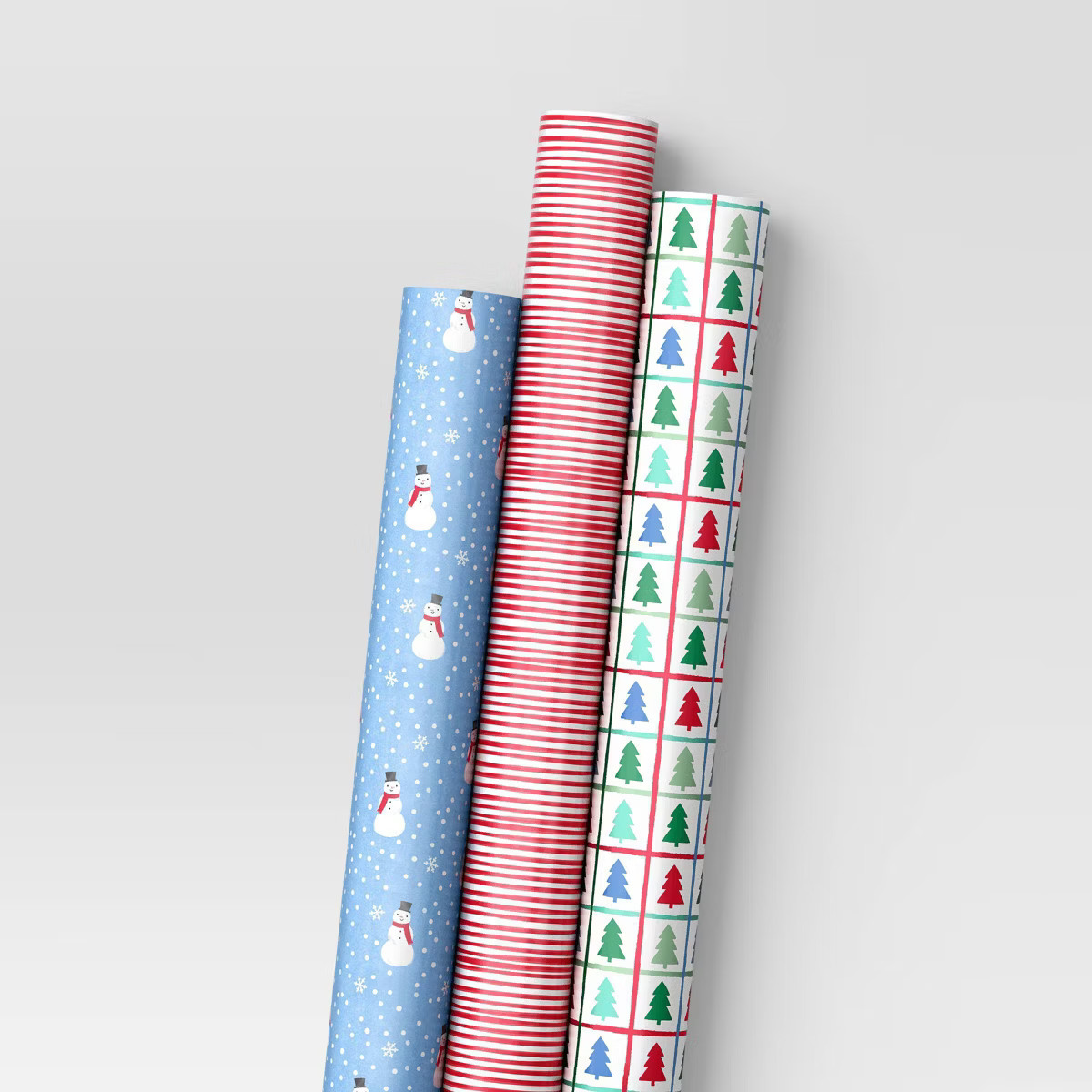 30" 3pk 180 sq ft Christmas Wrap Pack Snowmen/Red Stripes/Trees - Wondershop™ | Target
