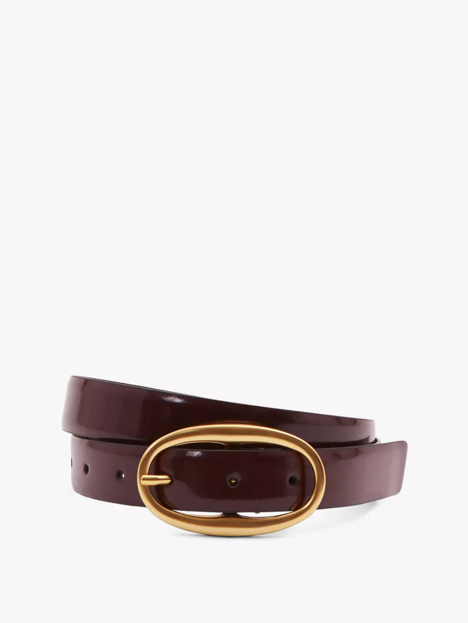 Drew oval-buckle patent-leather belt | Selfridges