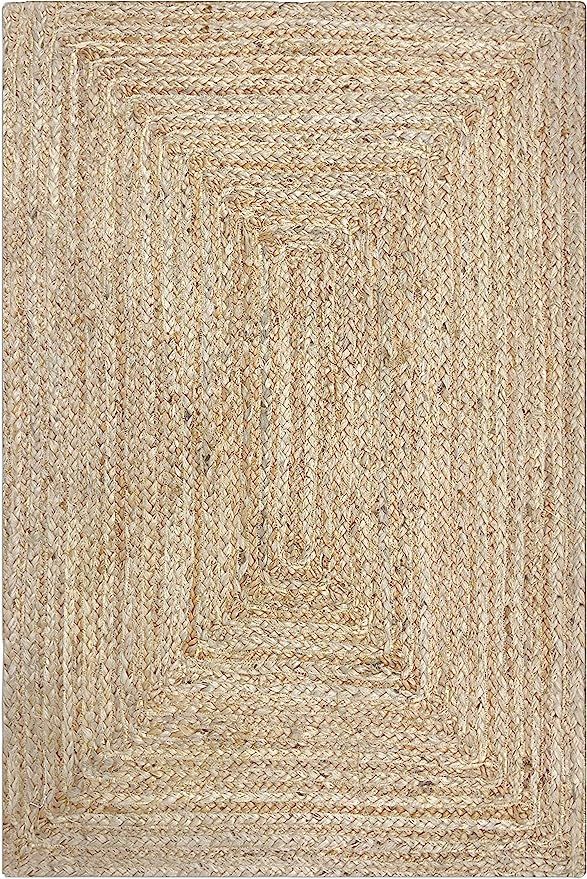 Jute Braided Natural Rug 2’X3' -Natural Linen Colour, Hand Woven & Reversible for Living Room K... | Amazon (US)