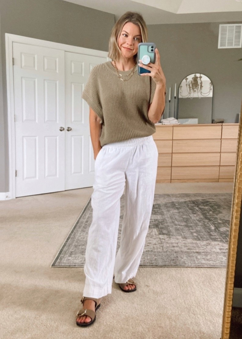 Target sweater vest shirt
White linen pants
Gold buckle sandals


#LTKOver40 #LTKStyleTip #LTKFindsUnder50