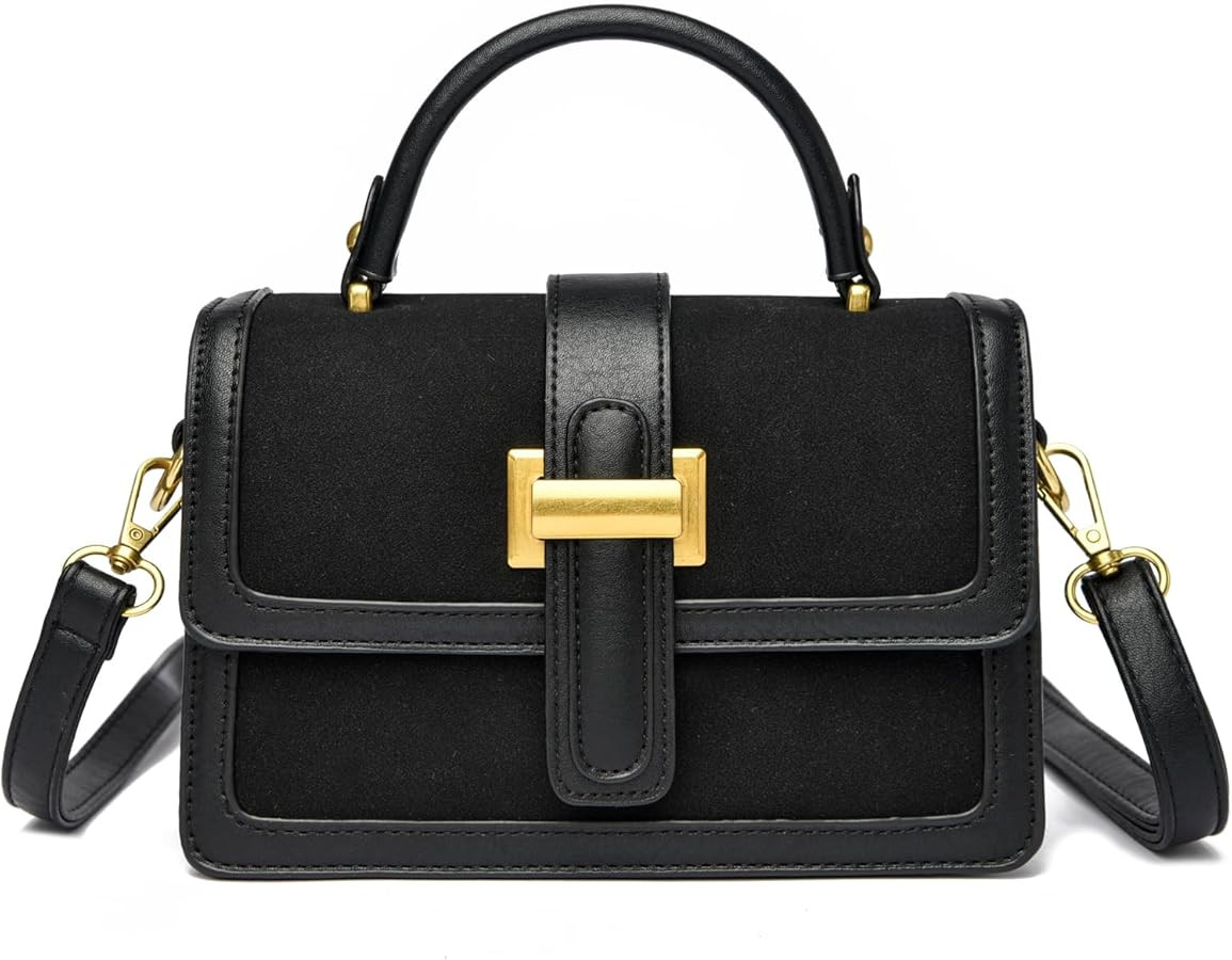 Micmores Mini Crossbody Bag, Faux Suede & Vegan Leather Small Square Purse for Women, Top Handle ... | Amazon (US)