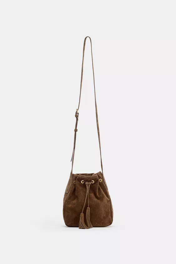 GATHERED LEATHER MINI CROSSBODY BAG | Zara UK