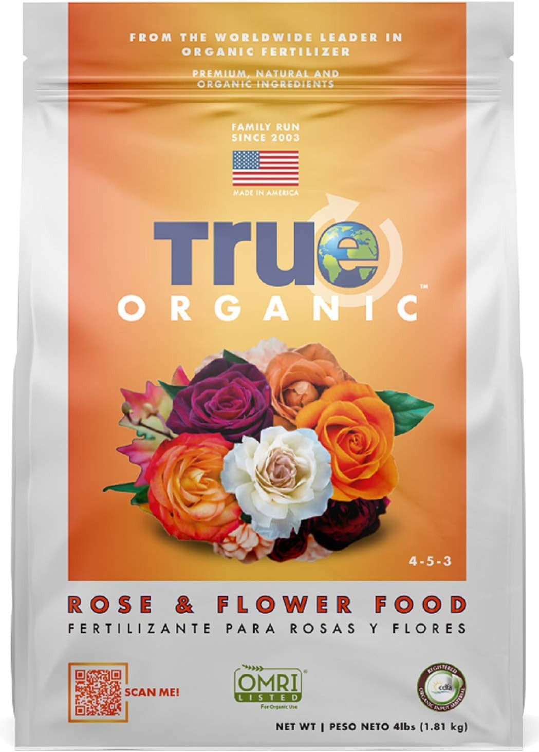 True Organic - Rose & Flower Plant Food 4lbs - CDFA, OMRI, for Organic Gardening | Amazon (US)