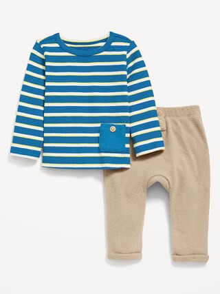 Printed Buttoned-Pocket T-Shirt and Thermal-Knit Pants Set for Baby | Old Navy (US)