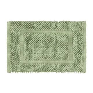 Sophie Border Sage Green 20 in. x 32 in. Cotton Textured Bath Mat | The Home Depot