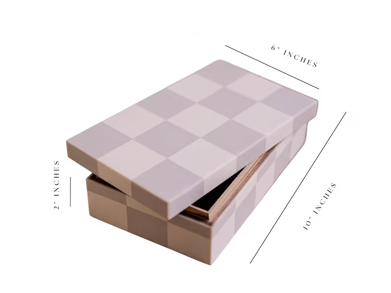 Checkered Gray & off White Decor Box - Etsy | Etsy (US)