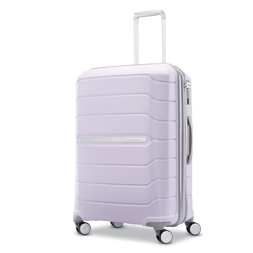 Samsonite Freeform Hardside Expandable with Double Spinner Wheels, Checked-Medium 24-Inch, Lilac | Amazon (US)