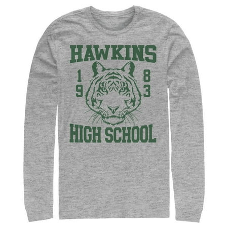 Netflix Men s Stranger Things Hawkins High School Tiger 1983 Long Sleeve Shirt Athletic Heather Small | Walmart (US)