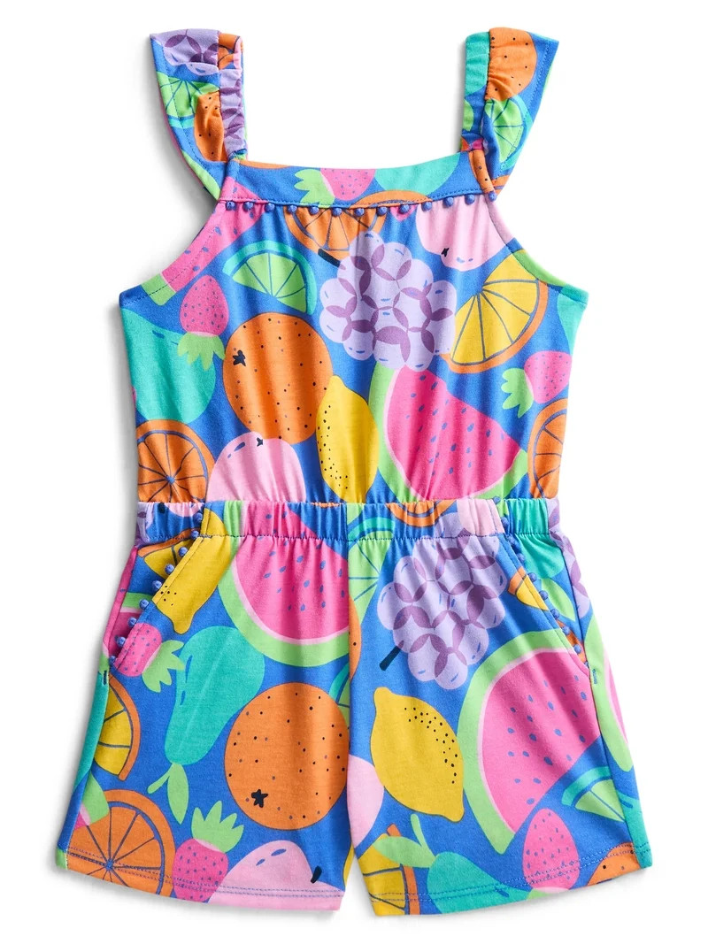 Wonder Nation Toddler Girls Ruffle-Strap Romper, Sizes 12M–5T | Walmart (US)