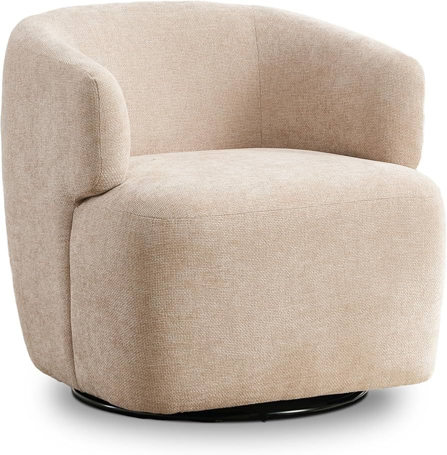 Swivel Accent Chair, Chenille Barrel Chair for Living Room, Cozy Round Boucle Arm Chair, Metal Ba... | Amazon (US)