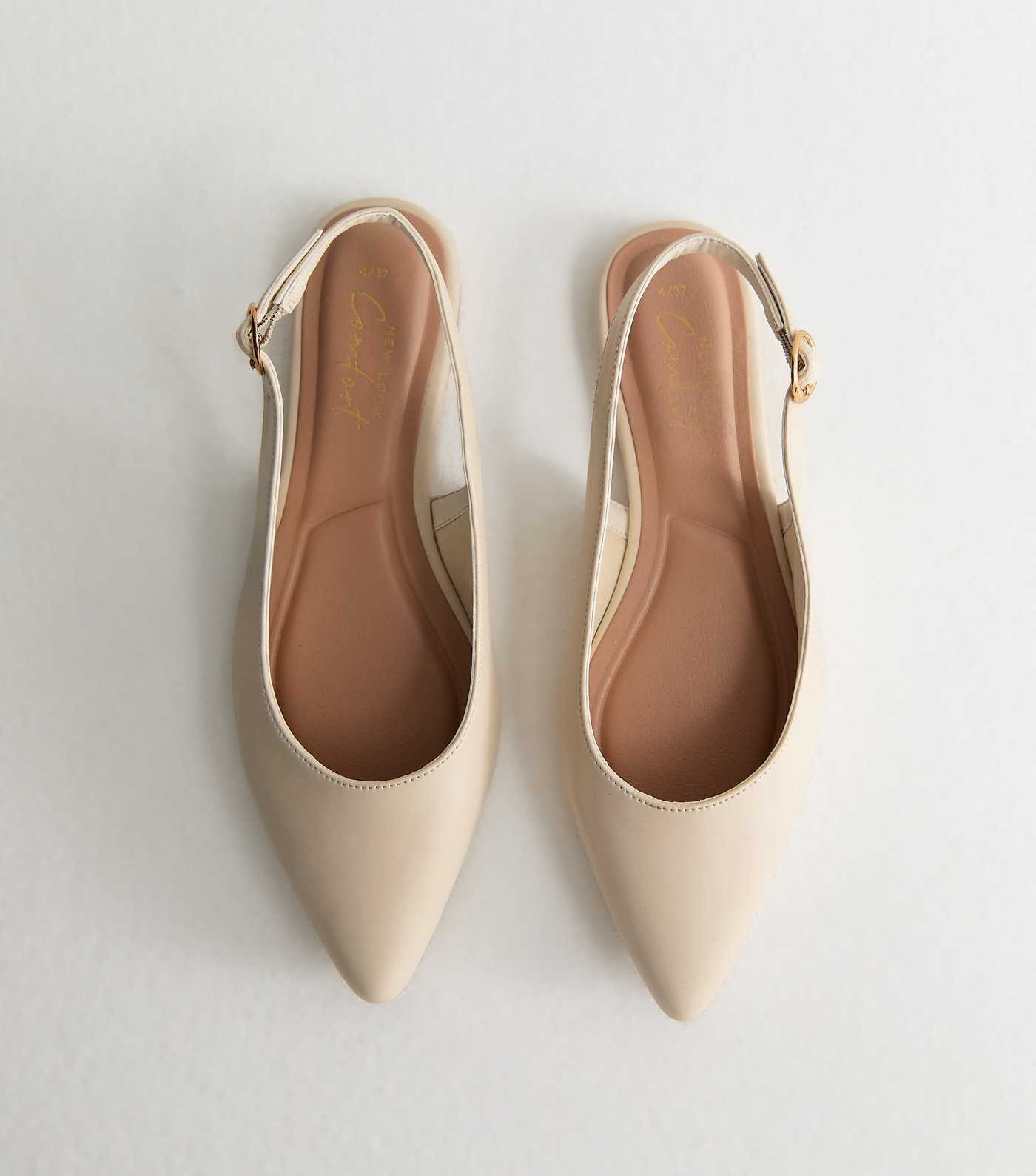 Off White Faux Leather Slingback Flat Pumps | New Look | New Look (UK)