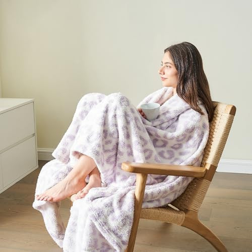Qeils Leopard Blanket - Super Soft Knit Cheetah Print Throw Warm Cozy Reversible Rocking Chair Blanket, Fuzzy Plush Lightweight Leopard Print Blanket for Couch Sofa Bed - 50"*60"(Purple Leopard) | Amazon (US)