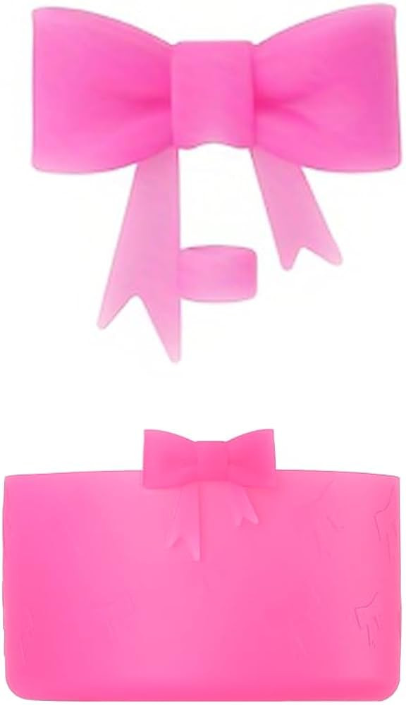 7.5cm Silicone Bottle Cover &10mm Bow Shape Straw Topper for Stanley Cup 12-40oz (Rose Pink) | Amazon (US)