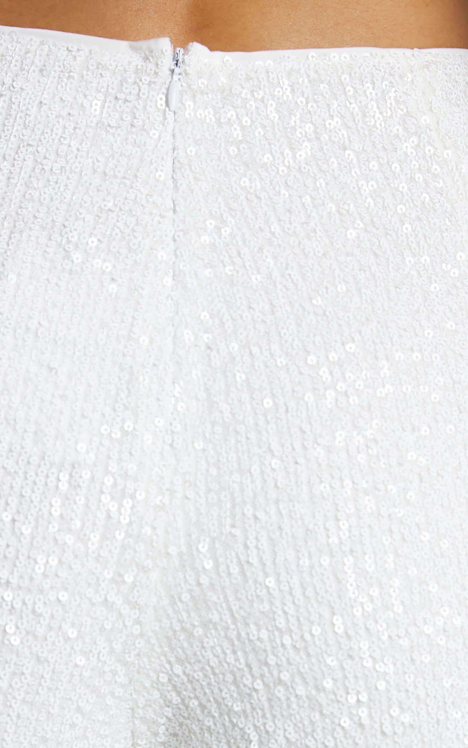 Julien Backless Wide Leg Cowl Neck Sequin Jumpsuit in White | Showpo (US, UK & Europe)