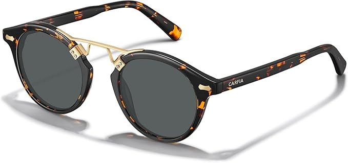 CARFIA Small Face Acetate Polarized Sunglasses for Women UV Protection, Retro Double Bridge Eyewe... | Amazon (US)
