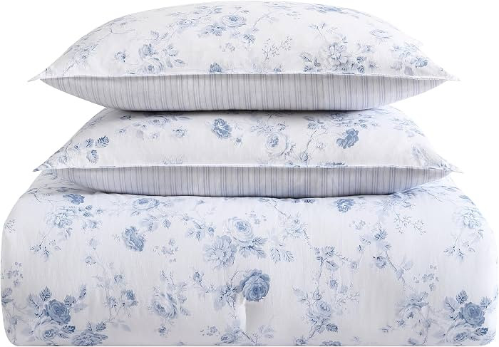 Laura Ashley- Queen Comforter Set, Reversible Cotton Bedding with Matching Sham(s), Dorm Essentia... | Amazon (US)