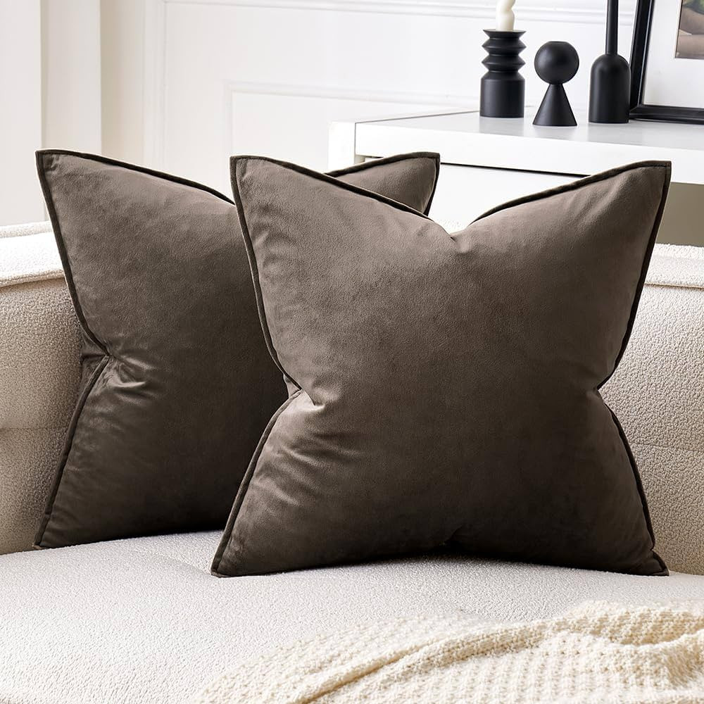 MIULEE Pack of 2 Decorative Velvet Throw Pillow Cover Soft Pillow Cover Soild Square Cushion Case... | Amazon (US)