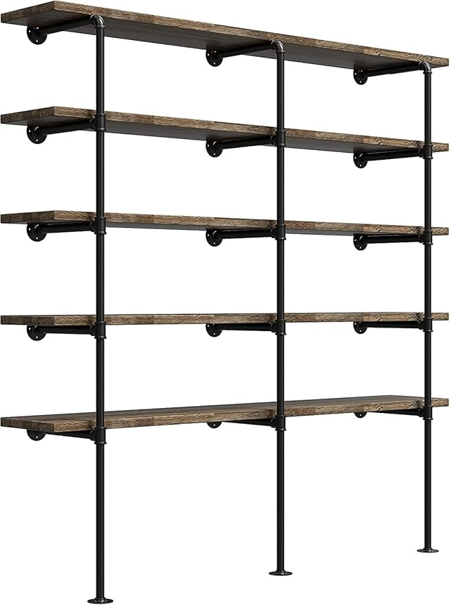 Industrial Retro Wall Mount Iron Pipe Shelf,DIY Open Bookshelf,Hung Bracket,Home Improvement Kitc... | Amazon (US)