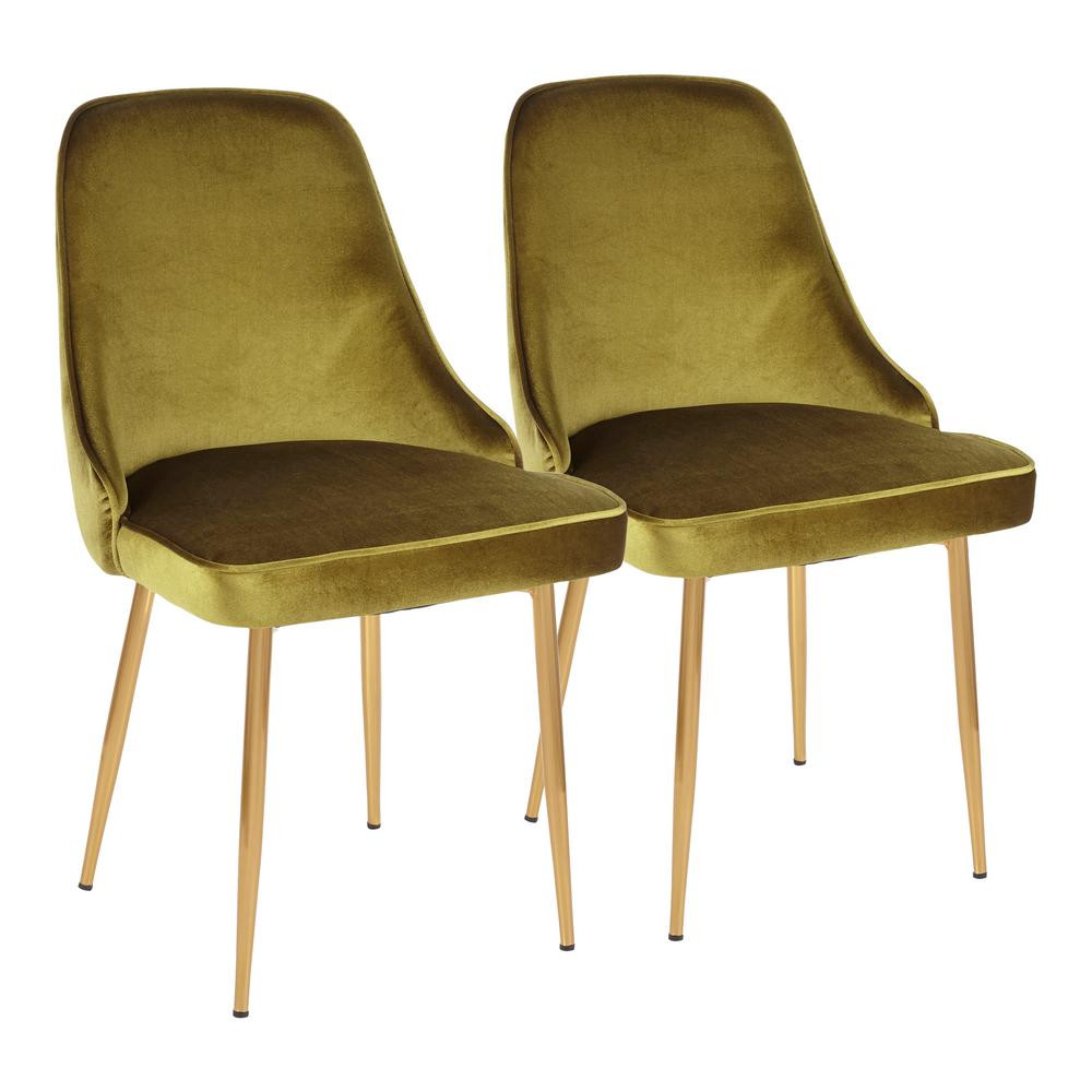 Lumisource Gold and Green Marcel Velvet Dining Chair (Set of 2) | The Home Depot