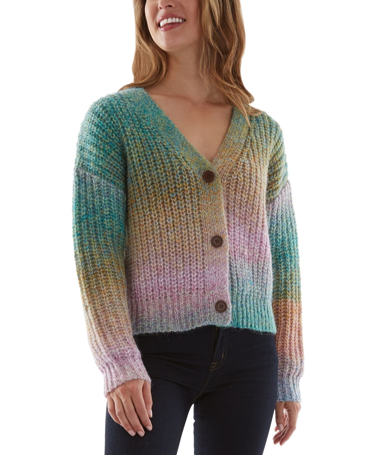 Bcx Multi-Colored Button-Down Cardigan Sweater | Macys (US)