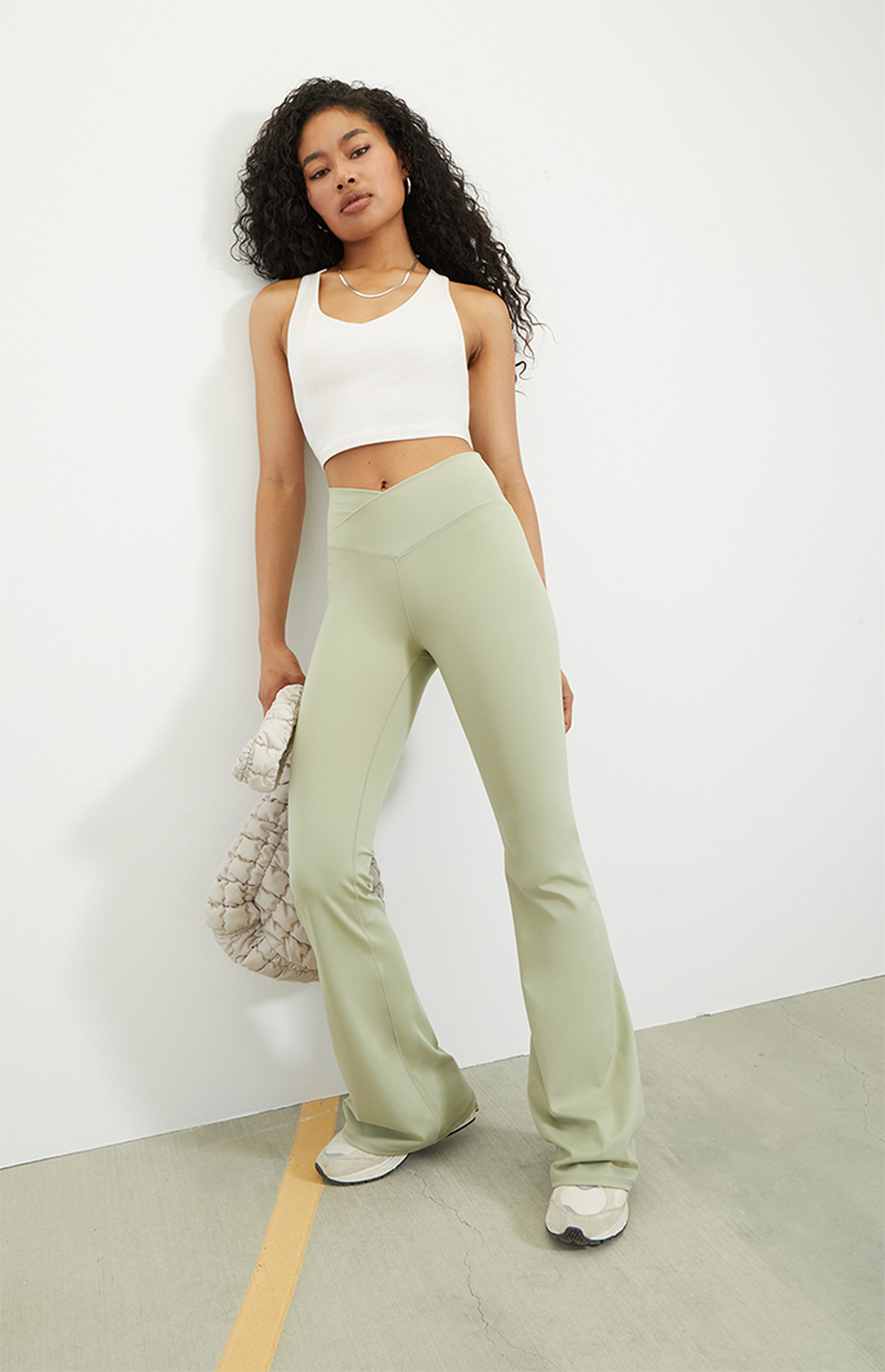 PAC 1980 PAC WHISPER Active Crossover Flare Yoga Pants | PacSun