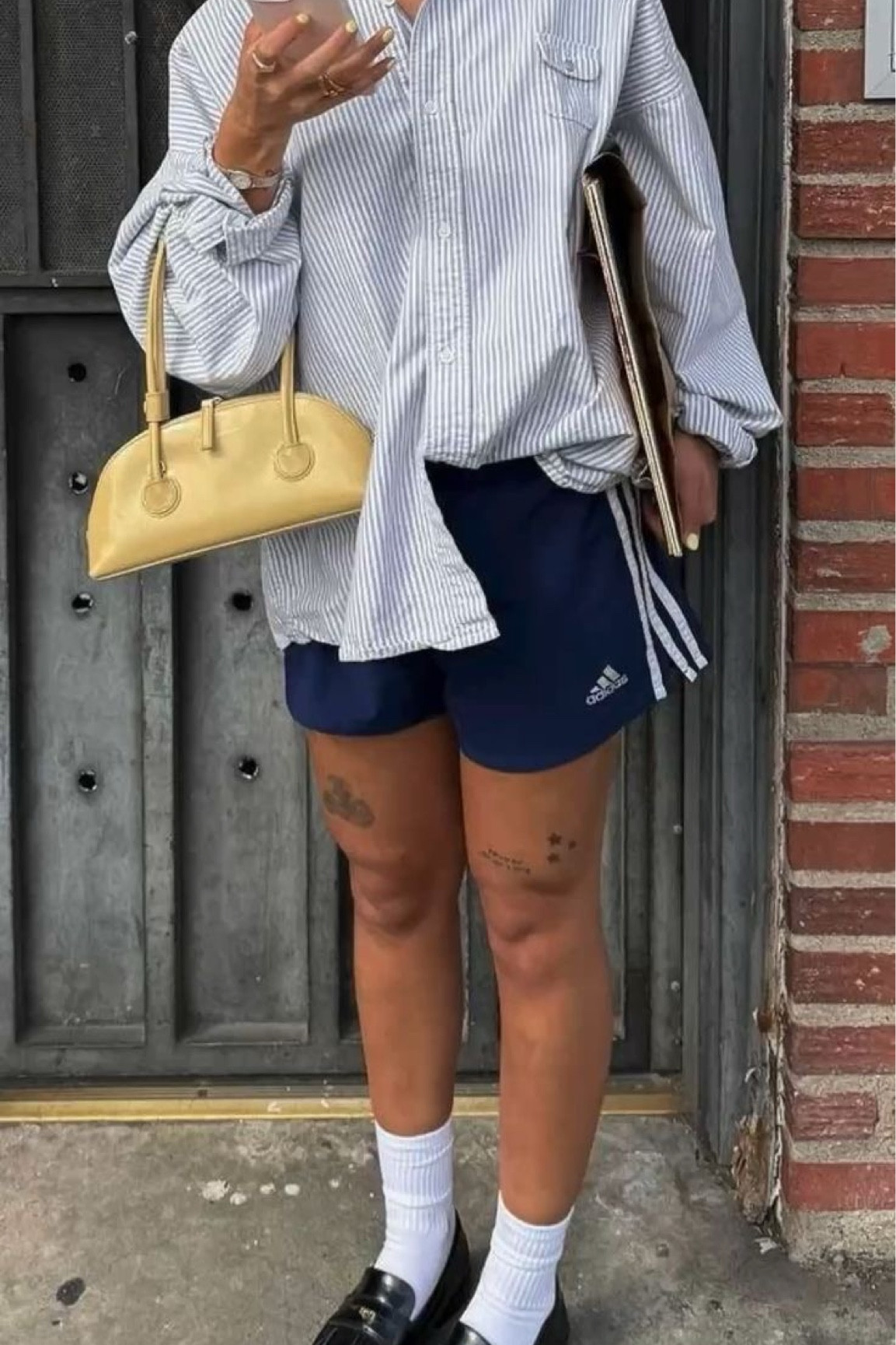 A casual Spring/Summer outfit idea for the girls and guys 🤍 Adidas shorts, a striped shirt, tube socks and loafers - the perfect stylish n’ comfy fit! #shorts #traveloutfit #summeroutfit #casualoutfit

#LTKActive #LTKstyletip #LTKtravel