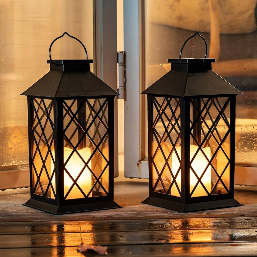 Homemory Solar Lanterns Outdoor Waterproof Hanging with Flickering Flameless Candles, 2 Pack 13''... | Amazon (US)