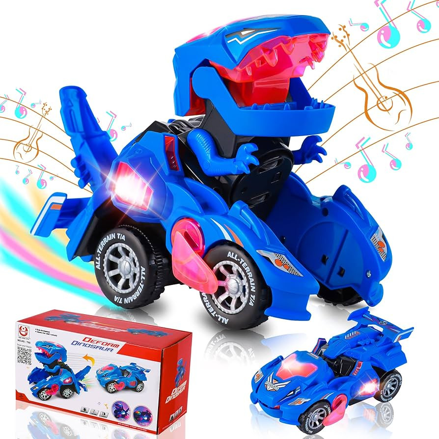 Hirger Transforming Dinosaur Car Toy for Kids, Auto Transformer Monster Truck Toys with Light & S... | Amazon (US)