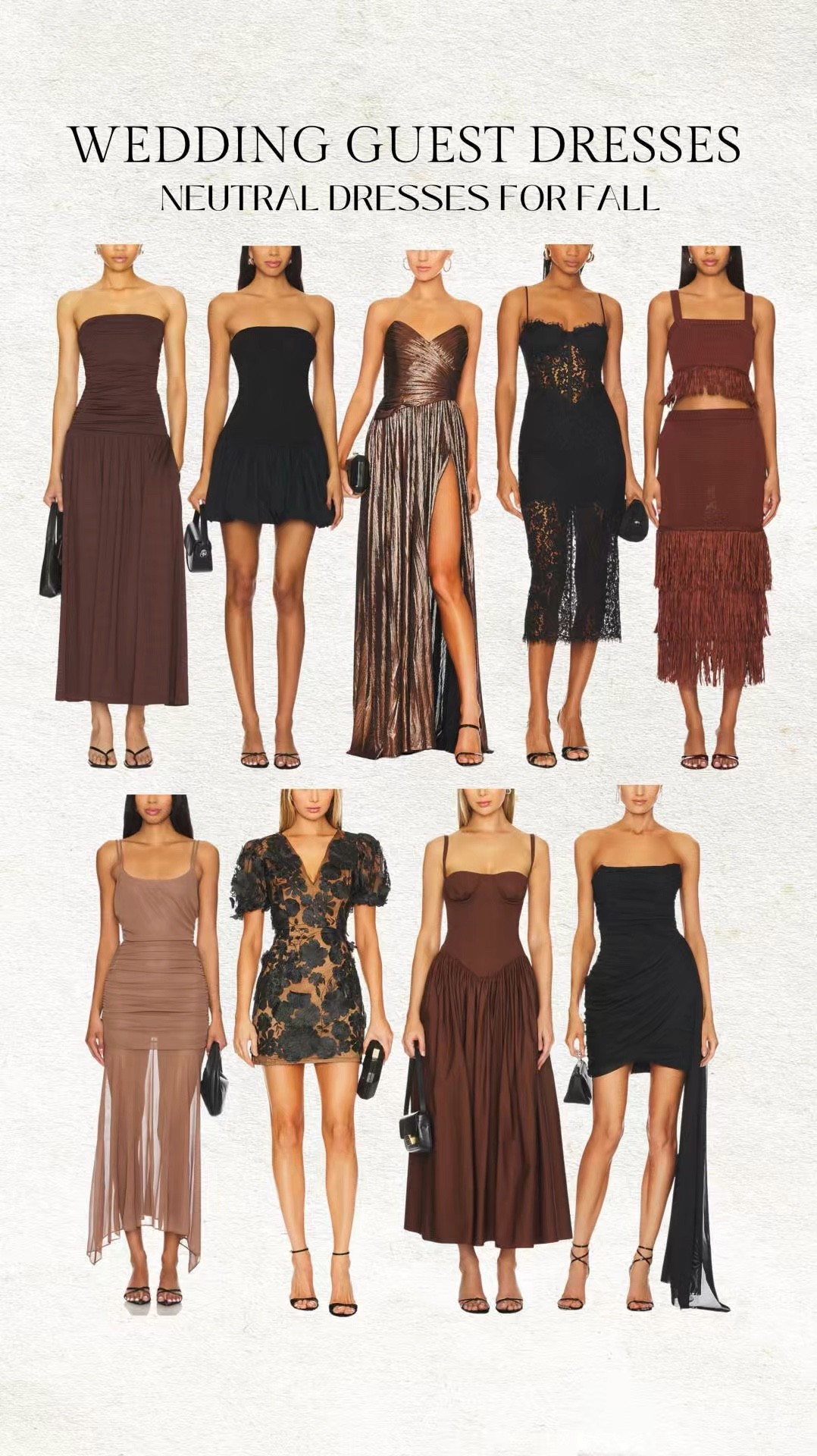 Fall wedding guest dresses 🤎

Wedding guest, fall wedding, winter wedding, wedding guest dress, formal dress, event dress, black tie event dress, black dress, little black dress, revolve, lioness dress, brown dress, long dress, party dress, Christine Andrew 

#LTKVideo #LTKParties #LTKWedding