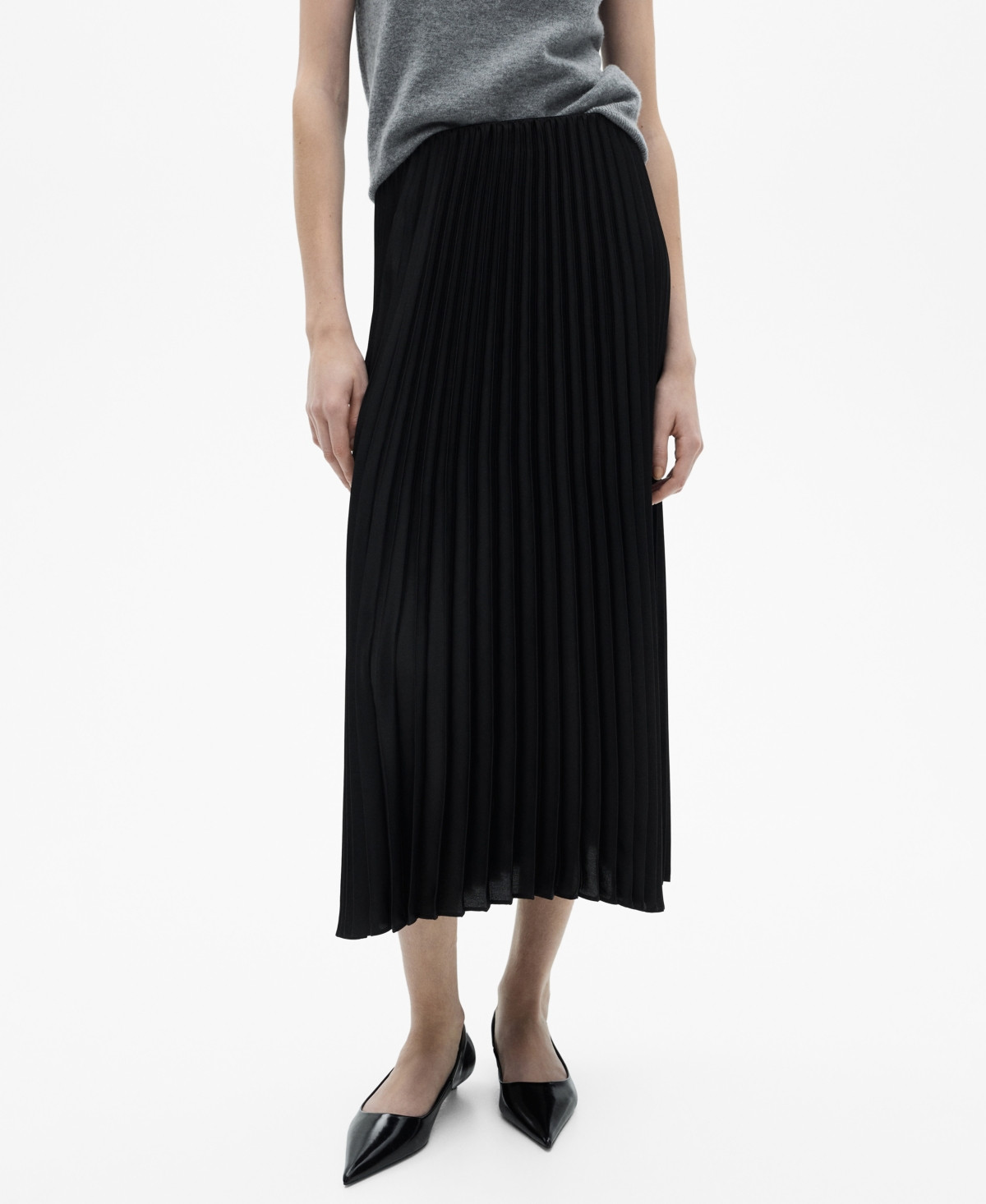 Mango Women's Straight Pleated Skirt - Black | Macy's