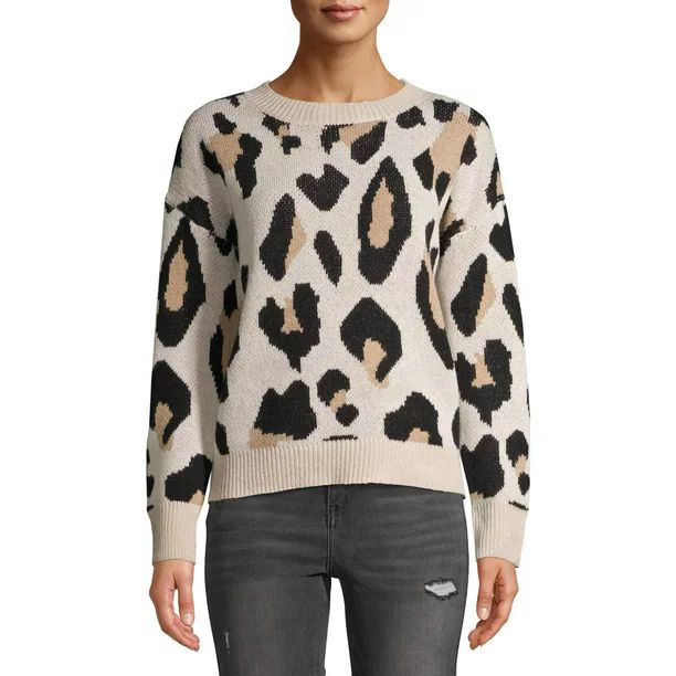 Dreamers by Debut Women's Leopard Print Sweater | Walmart (US)