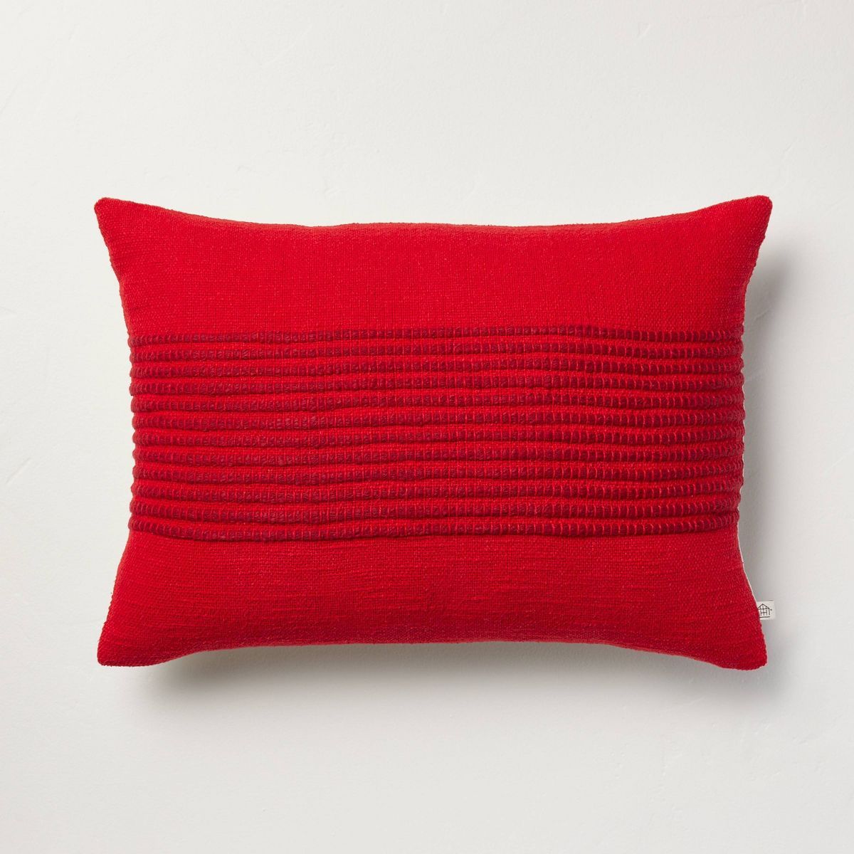 14"x20" Textured Center Stripes Lumbar Throw Pillow Red - Hearth & Hand™ with Magnolia | Target