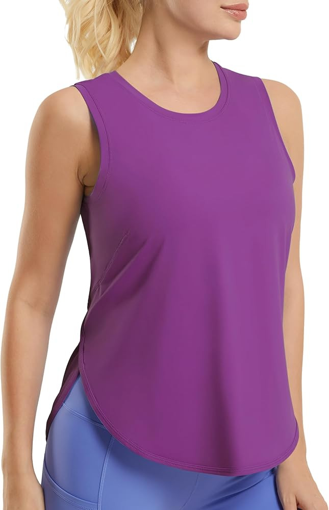Ice Silk Workout Tank Tops for Women Cool-Dry Sleeveless Loose Fit Yoga Shirts Long Athletic Tops... | Amazon (US)