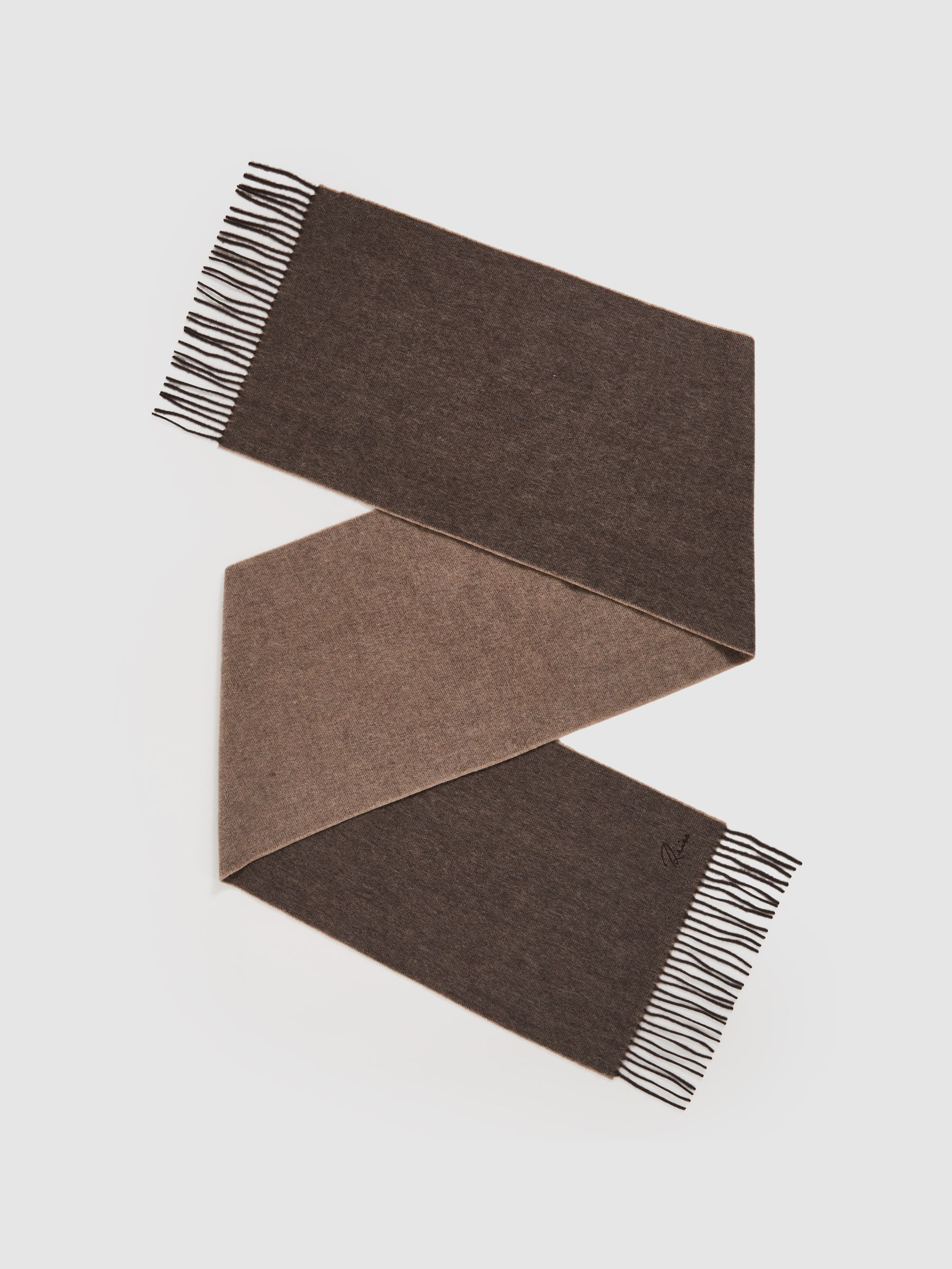 Wool and Cashmere Scarf in Taupe | Reiss UK