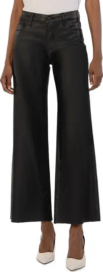 Meg Coated Fab Ab High Waist Raw Hem Ankle Wide Leg Jeans | Nordstrom
