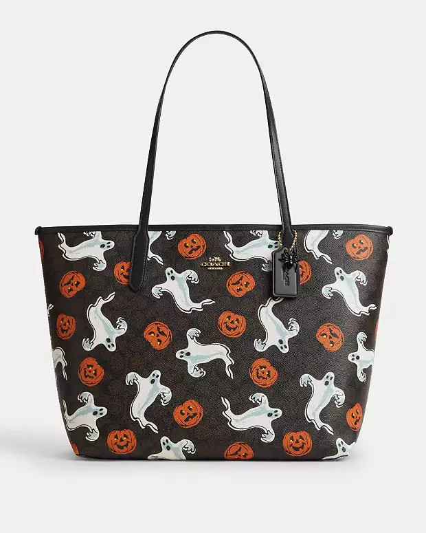 City Tote Bag In Signature Canvas With Halloween Print | Coach Outlet US