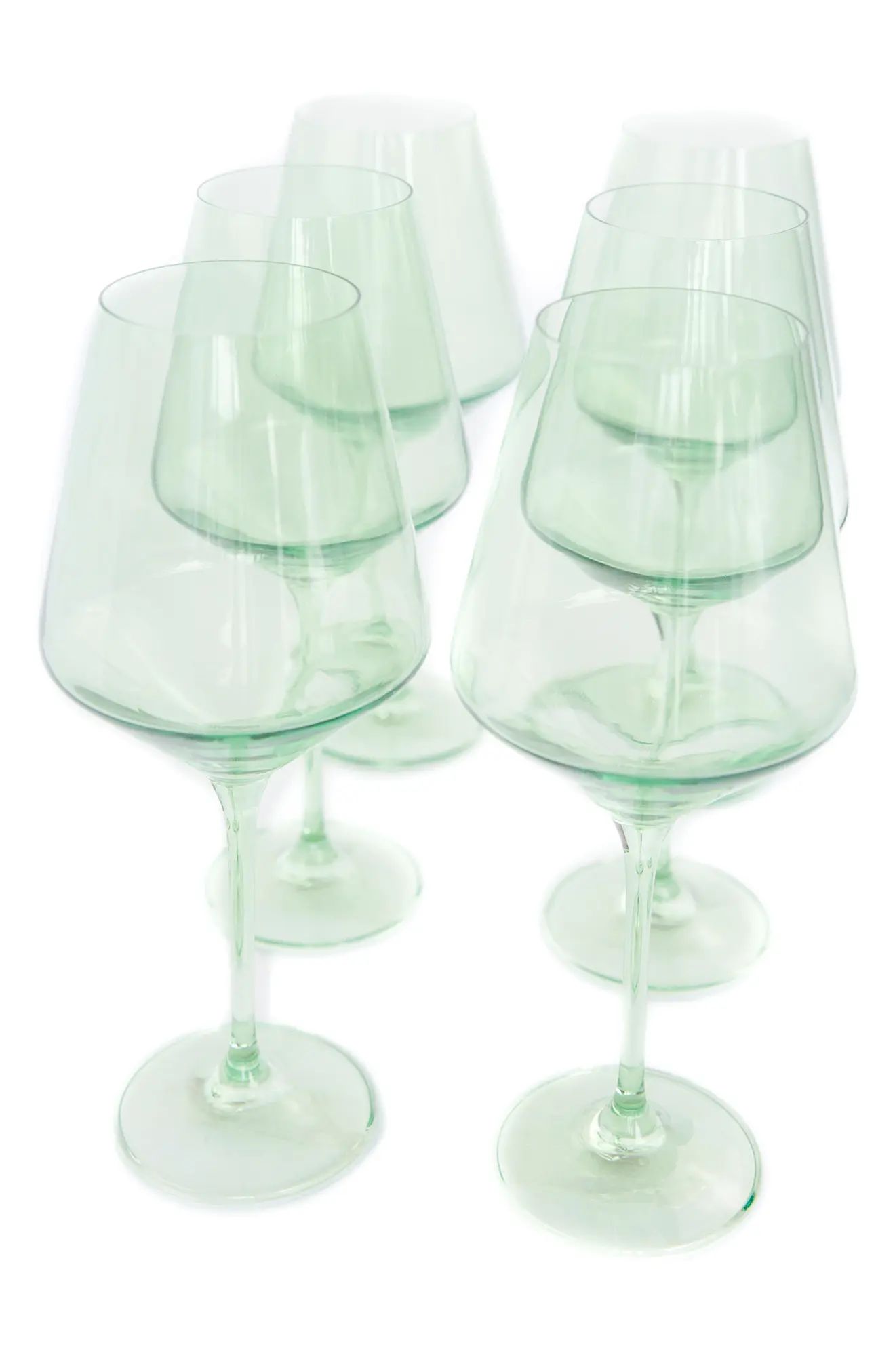 Estelle Colored Glass Set of 6 Stem Wineglasses in Mint Green at Nordstrom | Nordstrom