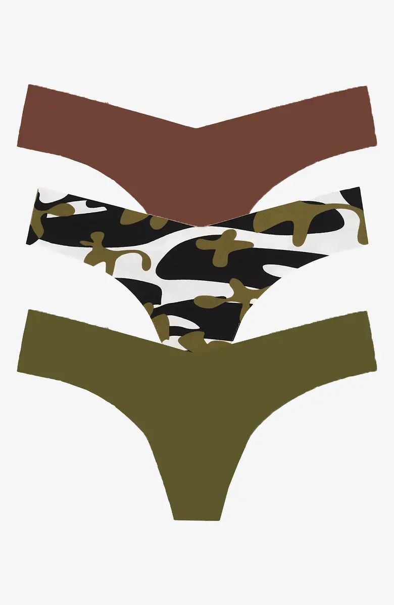 Assorted 3-Pack Camouflage Microfiber Thongs | Nordstrom