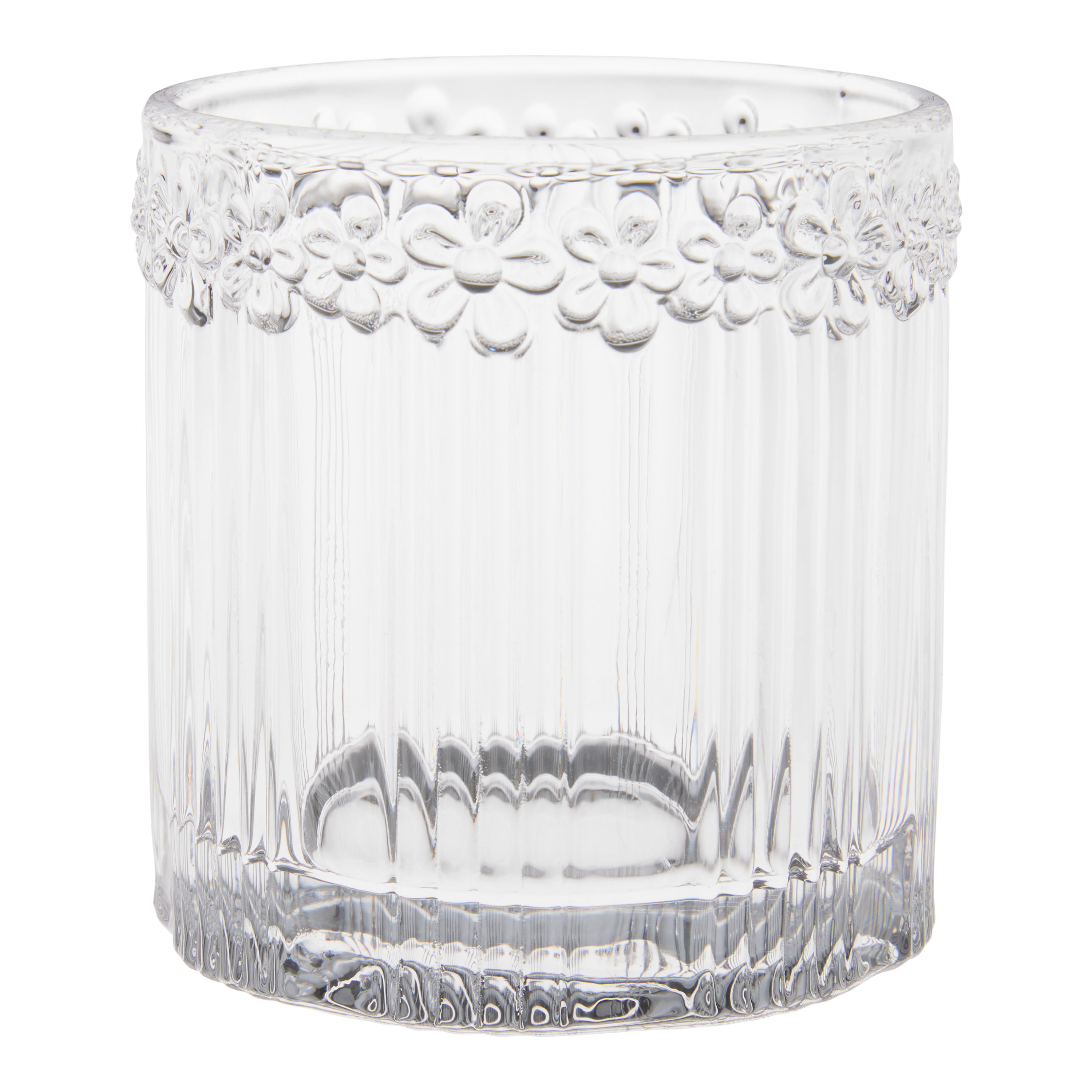 Ribbed Flower Double Old Fashioned Glass | World Market