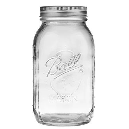 Ball Glass Mason Jar w/ Lid & Band, Regular Mouth, 32 Ounces, 12 Count | Walmart (US)