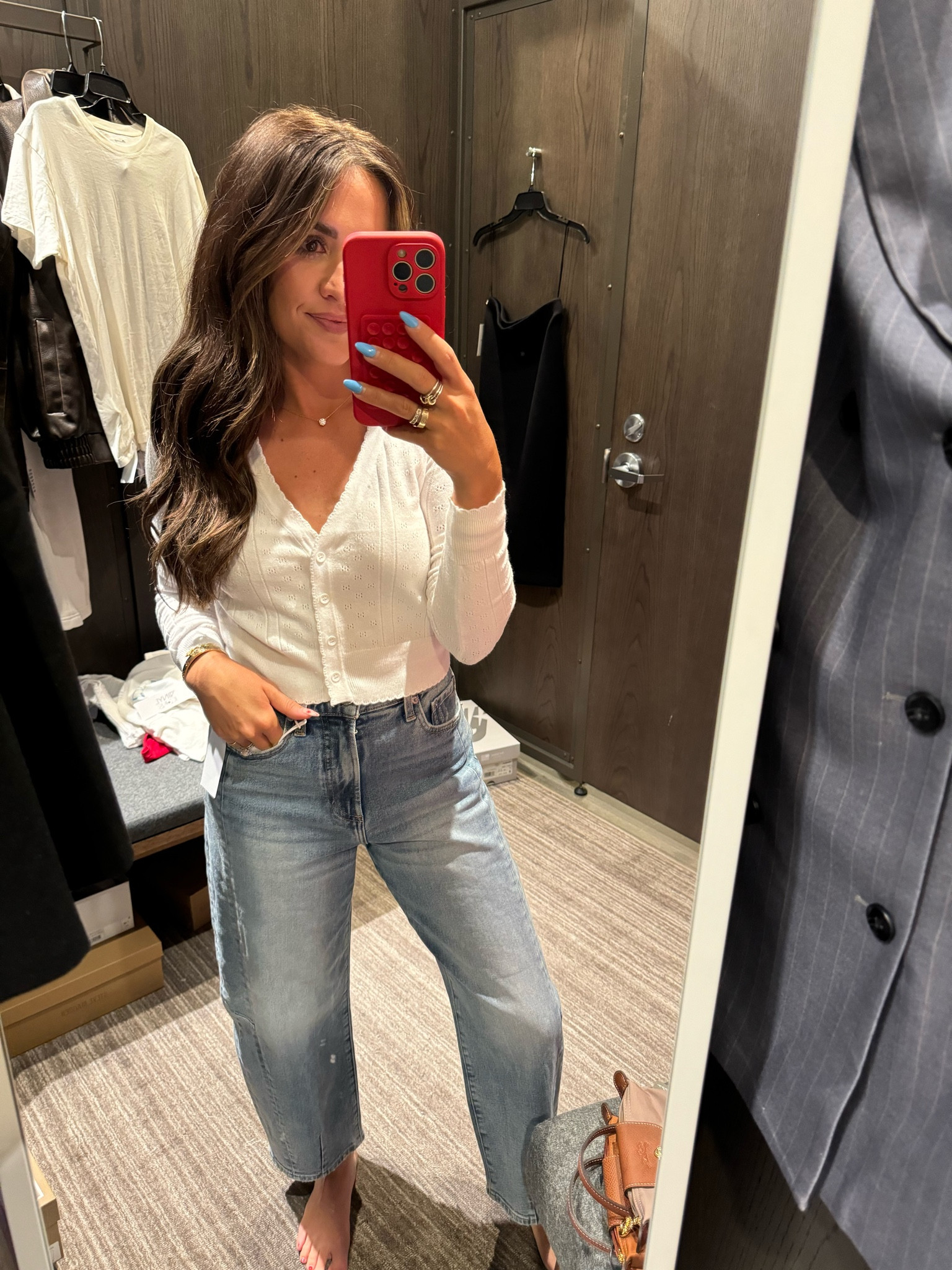 Affordable cropped long sleeve sweater and barrel jeans! Love this look

#LTKStyleTip #LTKxNSale #LTKSummerSales