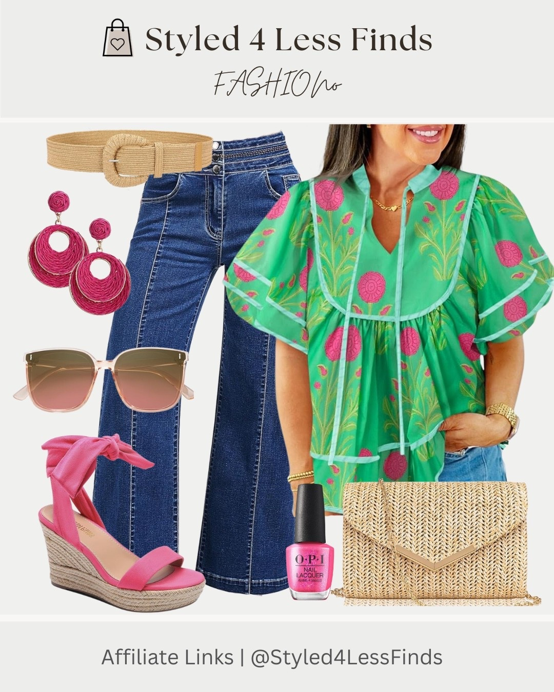 The CUTEST statement top for spring 💚🌸 this one instantly elevates your everyday denim and gives that effortless “put together” vibe without trying too hard.

Paired with flare jeans + woven accessories for a fresh, flattering look you can wear on repeat ✨

Style tip: When wearing a bold, colorful top like this, keep your bottoms simple (think classic denim or white) and pull one color from the print (like this pink 💗) into your shoes or accessories to tie everything together.

#LTKover50style #LTKcanada #LTKjeans