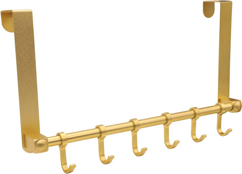 Biomoty Over The Door Hooks Door Hanger, Moving 6-Hooks Over Door Coat Rack for Hanging, Aluminum... | Amazon (US)