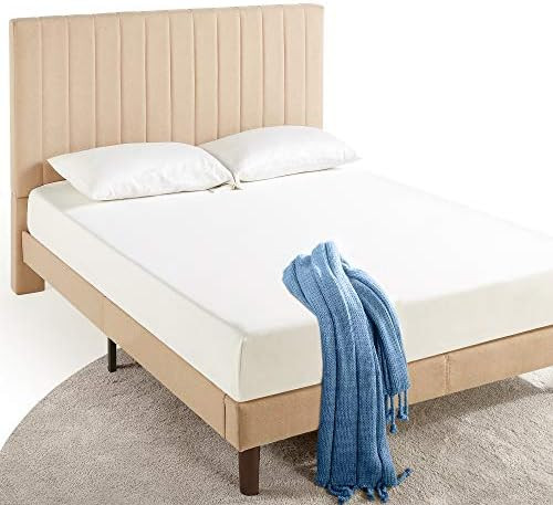ZINUS Debi Upholstered Platform Bed Frame / Mattress Foundation / Wood Slat Support / No Box Spri... | Amazon (US)