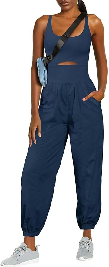 ReachMe Womens Running Onesie Athletic Romper Pants Hiking Outfits One Piece Workout Jumpsuits wi... | Amazon (US)
