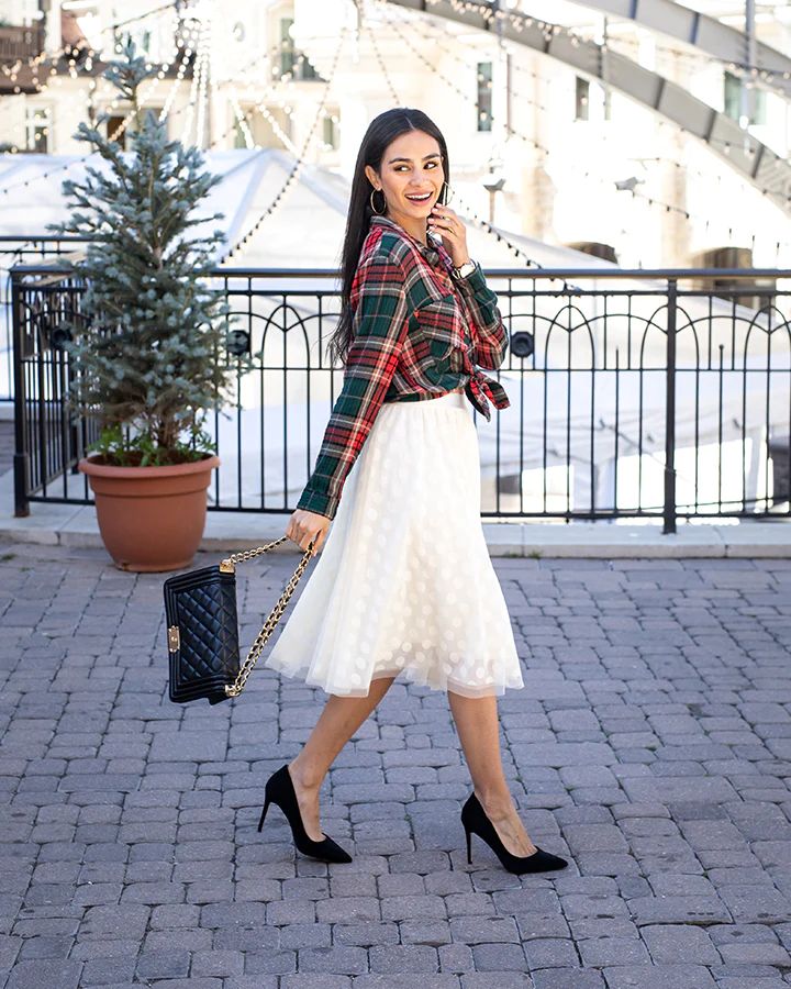 Dobby Dot Cream Skirt | Grace and Lace
