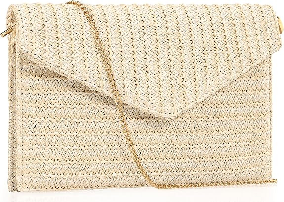 Summer Woven Straw Clutch Purse for Women,Elegant Beach Crossbody Bag, Boho Evening Handbag | Amazon (US)